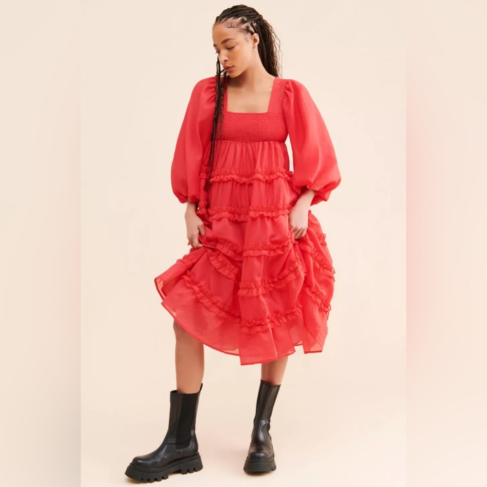 Sister Jane Red Midi Dress with Elegant Flair